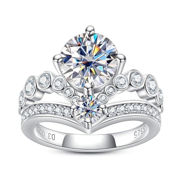 Certified 3CT Center Moissanite Engagement Ring Wedding